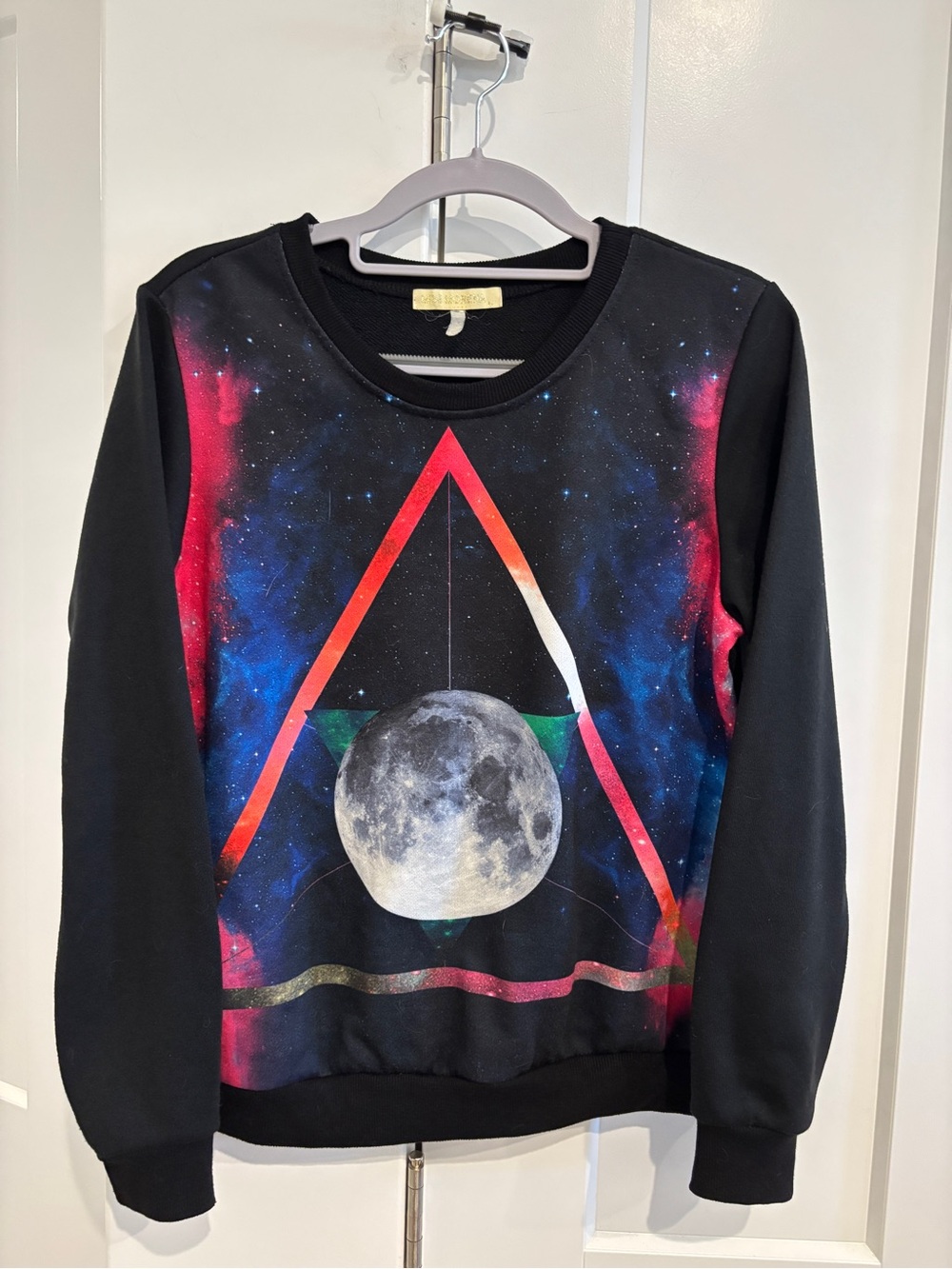 Miss Morena Black Space Moon Crewneck. Size M
